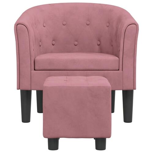Lænestol med fodskammel velour pink