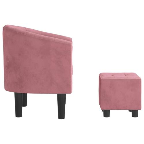 Lænestol med fodskammel velour pink