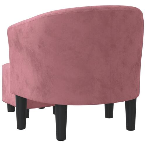 Lænestol med fodskammel velour pink