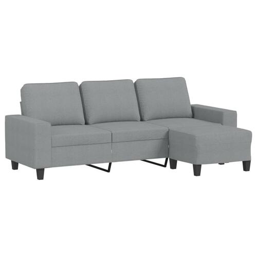 3-personers sofa med fodskammel 180 cm stof Lysegrå