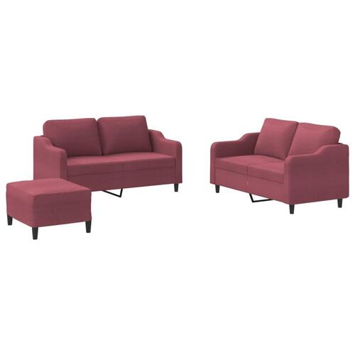 2 personers sofa med hynder stof vinrød