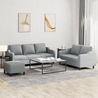 3 personers sofa med hynder stof lysegrå