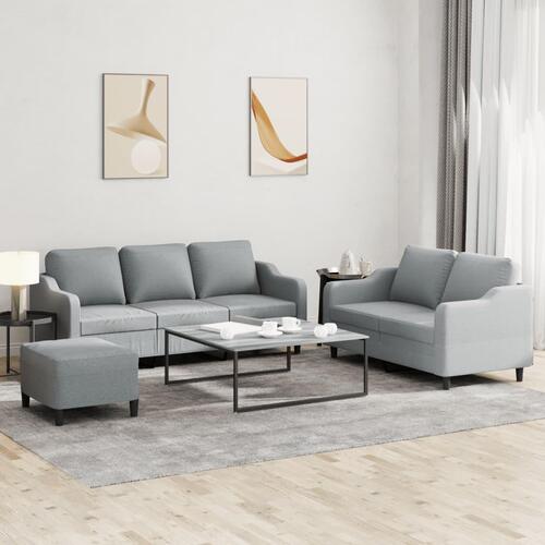 3 personers sofa med hynder stof lysegrå