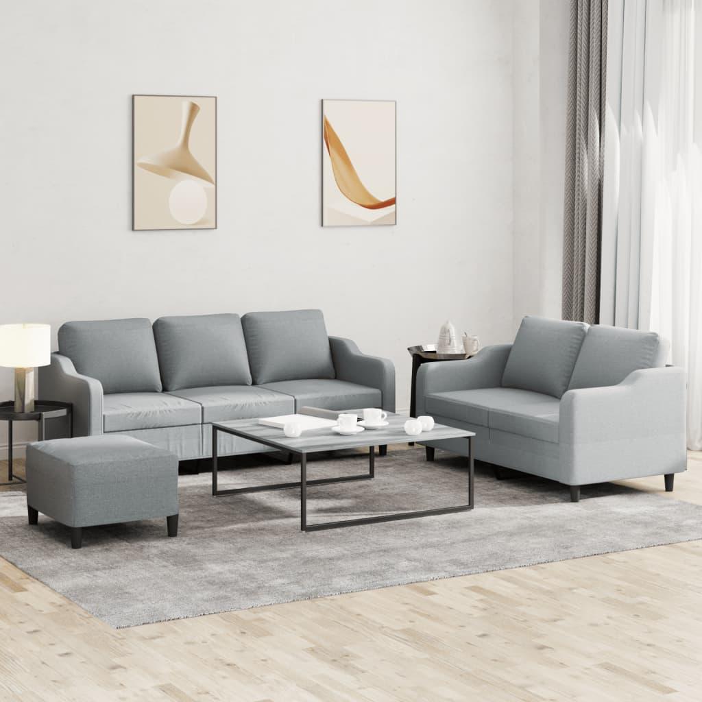 3 personers sofa med hynder stof lysegrå