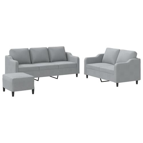 3 personers sofa med hynder stof lysegrå