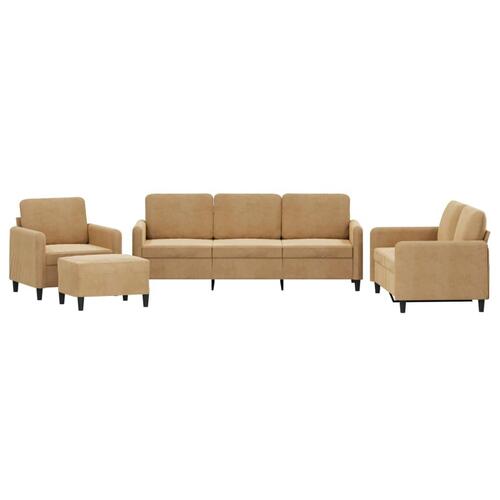 Sofasæt 4 dele velour brun