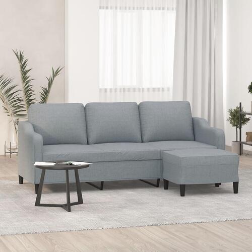 3-personers sofa med fodskammel 180 cm stof Lysegrå