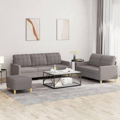 3 personers sofa med hynder stof gråbrun
