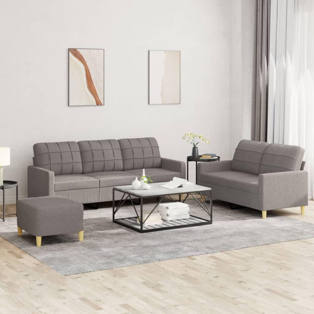 3 personers sofa med hynder stof gråbrun