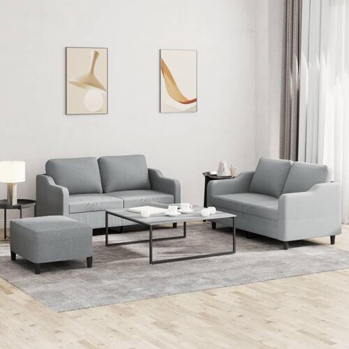 3 personers sofa med hynder stof lysegrå