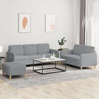 3 personers sofa med hynder stof lysegrå