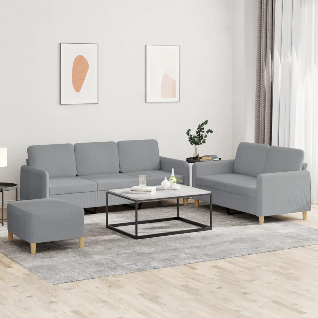 3 personers sofa med hynder stof lysegrå