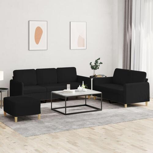 3 personers sofa med hynder stof sort