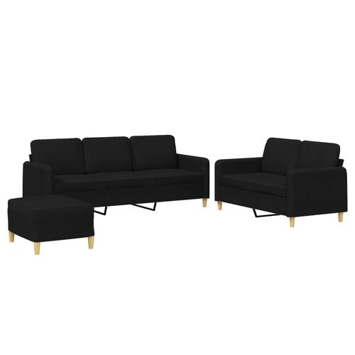 3 personers sofa med hynder stof sort
