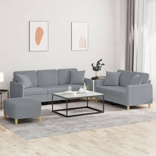 3 personers sofa med puder stof lysegrå