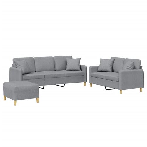 3 personers sofa med puder stof lysegrå