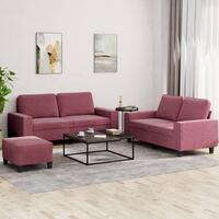 3 personers sofa stof vinrød