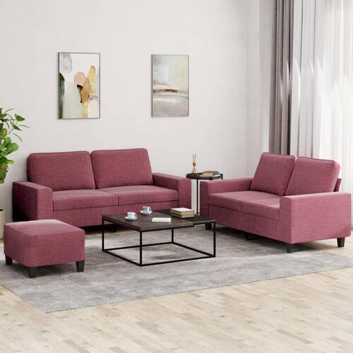 3 personers sofa stof vinrød