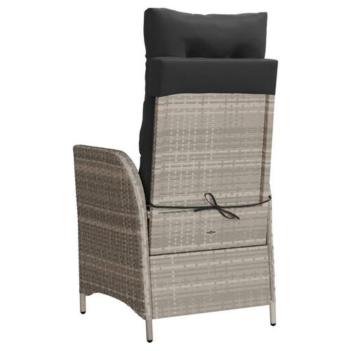 Havestol med lænefunktion og hynder polyrattan lysegrå