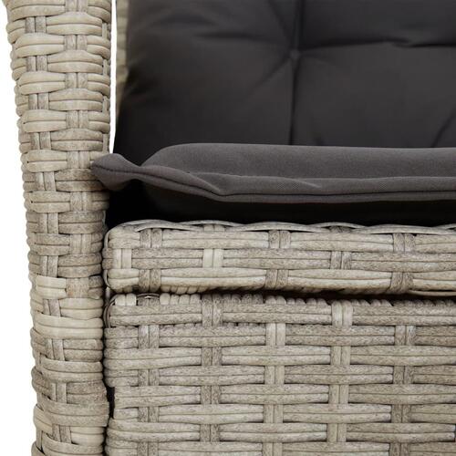 Havestol med lænefunktion og hynder polyrattan lysegrå