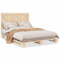 Sengeramme med sengegavl 140x200 cm massivt fyrretræ hvid