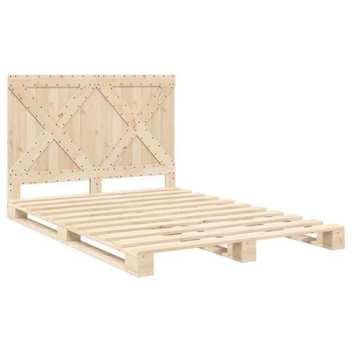 Sengeramme med sengegavl 140x200 cm massivt fyrretræ hvid