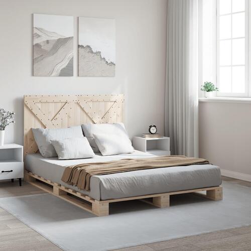 Sengeramme med sengegavl 140x200 cm massivt fyrretræ hvid