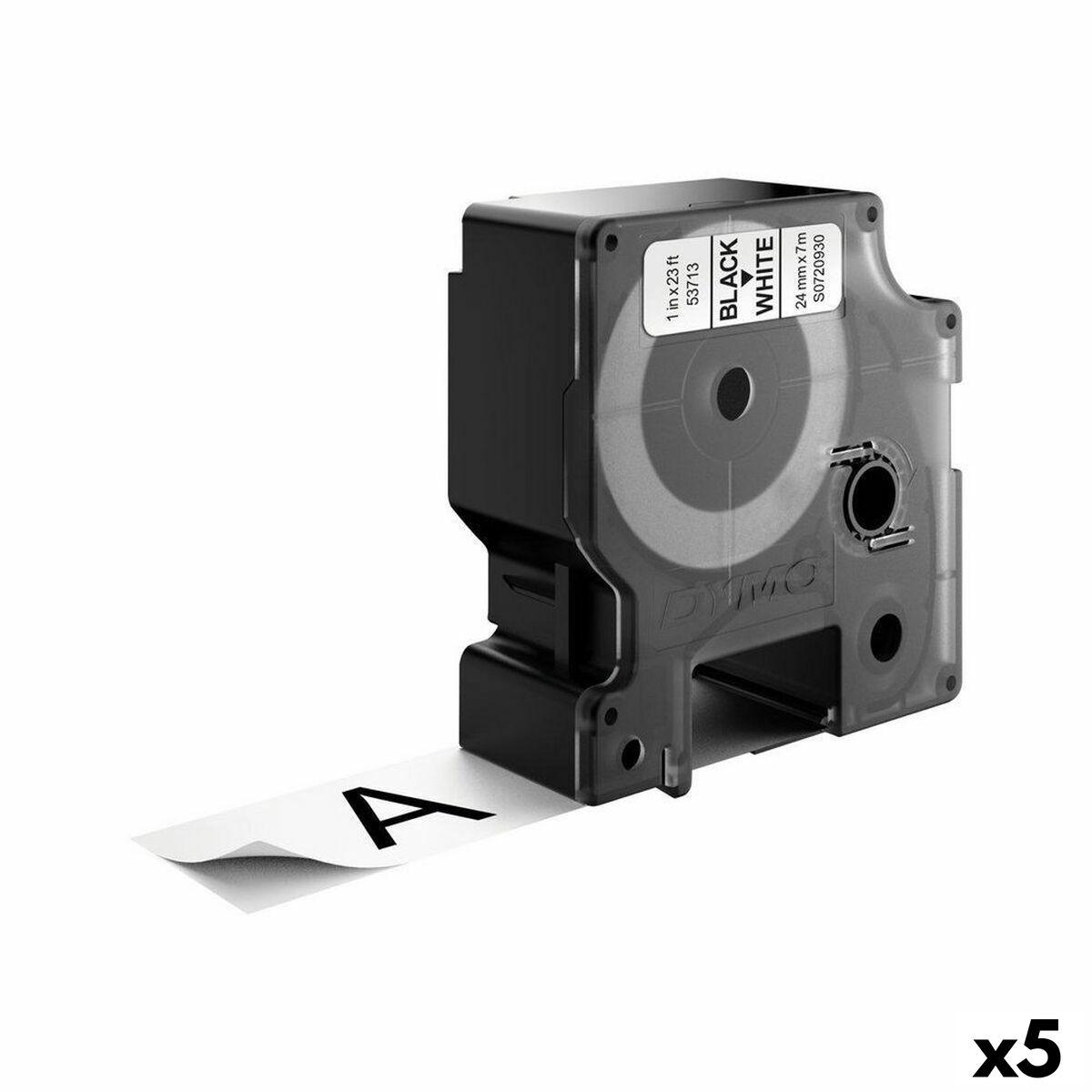 Dymo D1 53713 lamineret tape 24 mm - sort på hvid, 5-pak til LabelManager
