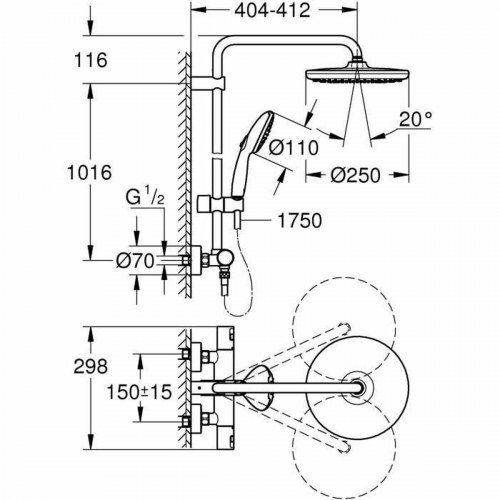 Grohe Vitalio Start System 250 brusesøjle - krom, ABS