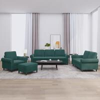 Sofasæt 4 dele med hynder velour mørkegrøn