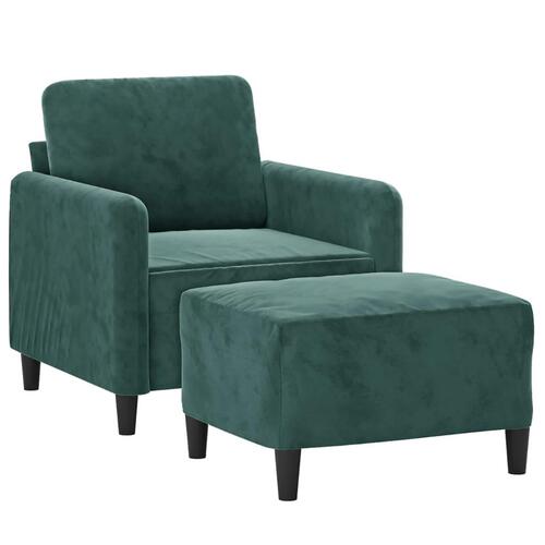 Lænestol med fodskammel 60 cm velour mørkegrøn
