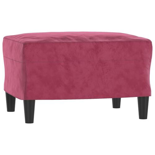 Lænestol med fodskammel 60 cm velour vinrød