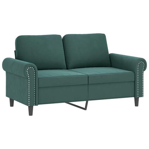 3 personers sofa med hynder velour mørkegrøn