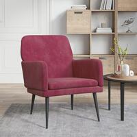 Lænestol 62x79x79 cm velour vinrød