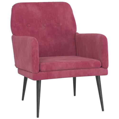 Lænestol 62x79x79 cm velour vinrød