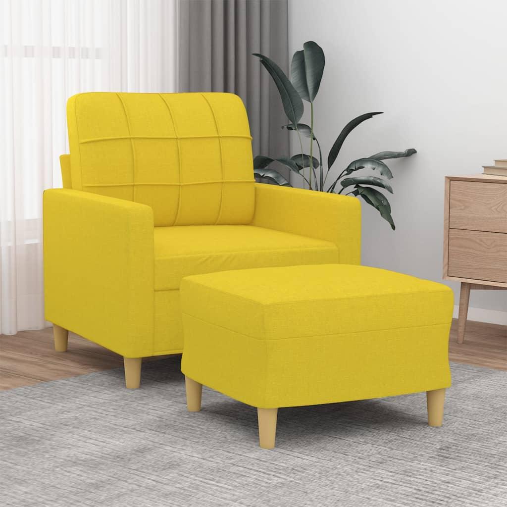 Sofastol med fodskammel 60 cm stof Lysegul