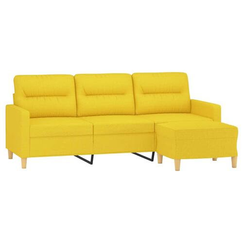 3-personers sofa med fodskammel 180 cm stof lysegul