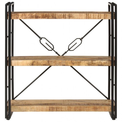 Bogreol med 3 hylder 77x30x80 cm massivt mangotræ og jern