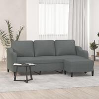 3-personers sofa med fodskammel 180 cm stof Mørkegrå