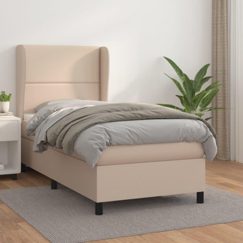 Kontinentalseng 100x200 cm kunstlæder cappuccinofarvet