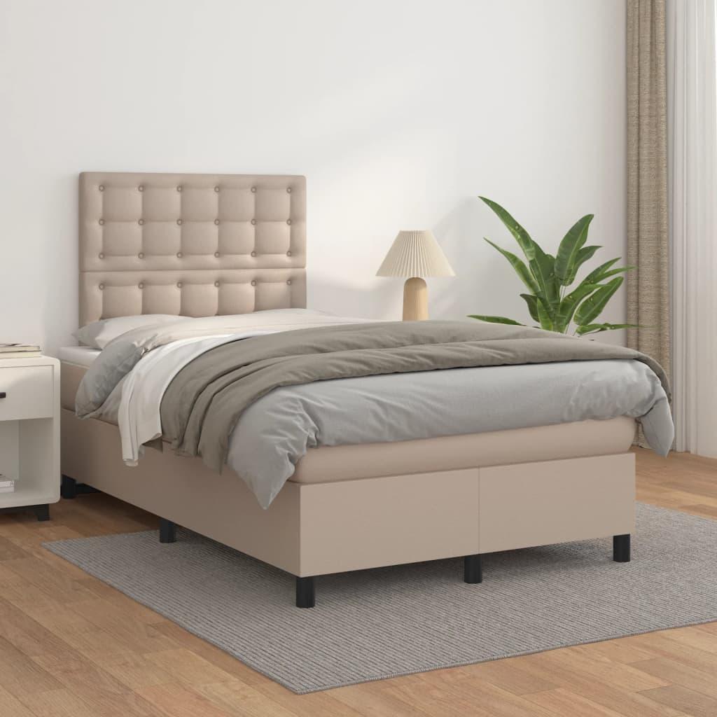 Kontinentalseng 120x200 cm kunstlæder cappuccinofarvet billede