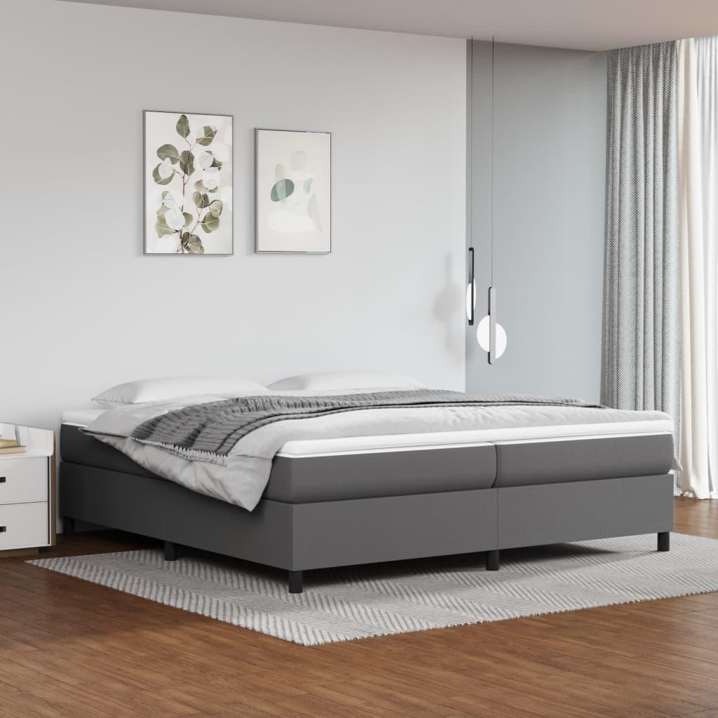 Kontinentalseng med madras 200x200 cm kunstlæder grå billede