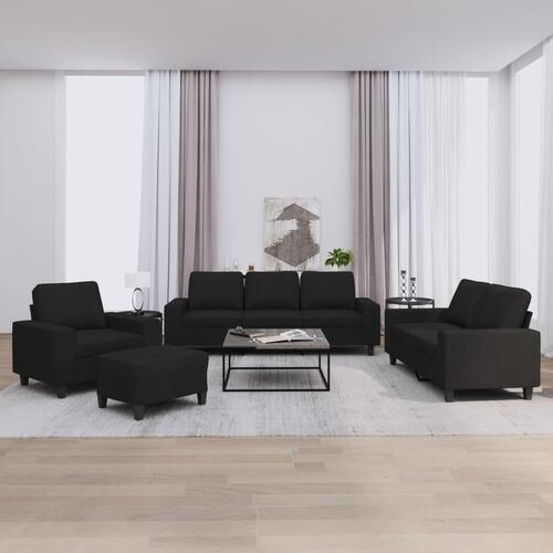Sofasæt 4 dele stof sort