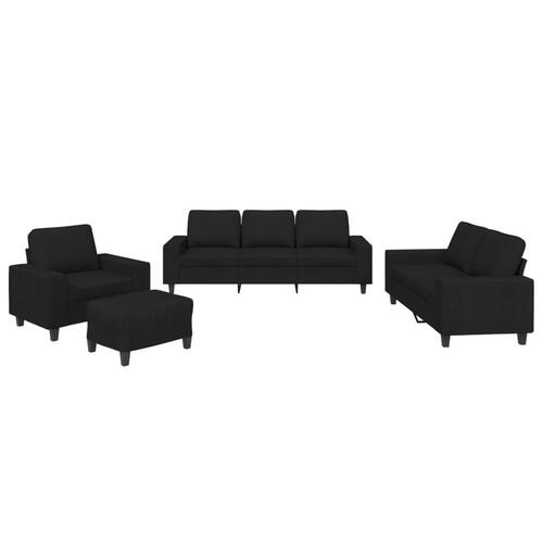 Sofasæt 4 dele stof sort