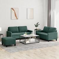 3 personers sofa med hynder velour mørkegrøn