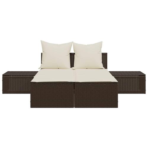 Solseng med hynder polyrattan brun