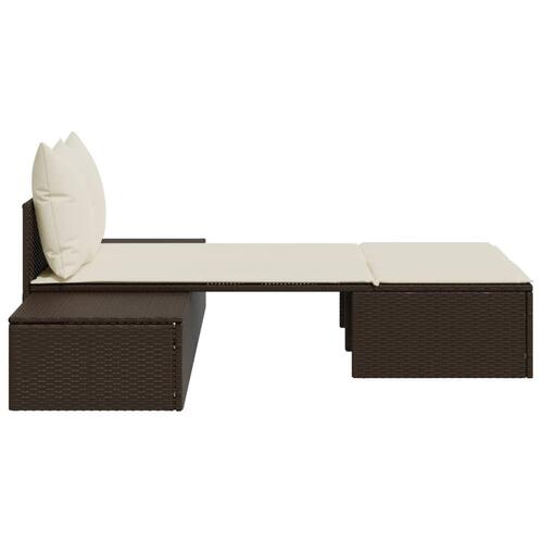 Solseng med hynder polyrattan brun