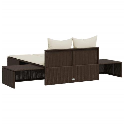 Solseng med hynder polyrattan brun