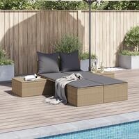 Solseng med hynder polyrattan beige