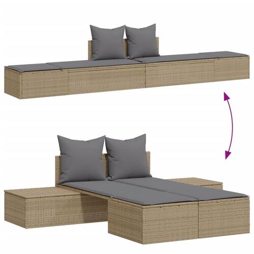 Solseng med hynder polyrattan beige